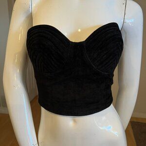 Y2K 90'S FIRENZE SANTA BARBARA SUEDE BUSTIER TOP SIZE S SMALL